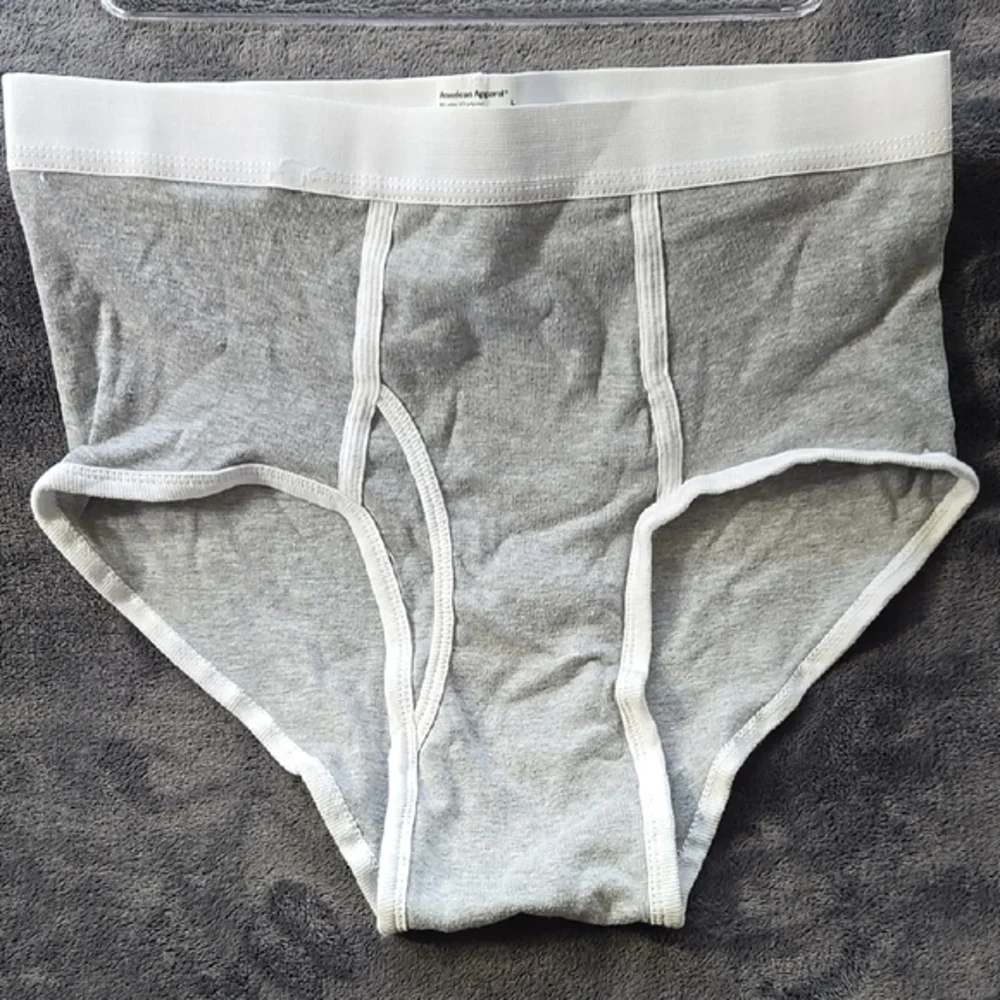 Gray Briefs with Elastic Waistband and Soft Stretchy Fabric
